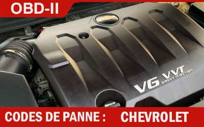 Codes de panne OBD2 Chevrolet